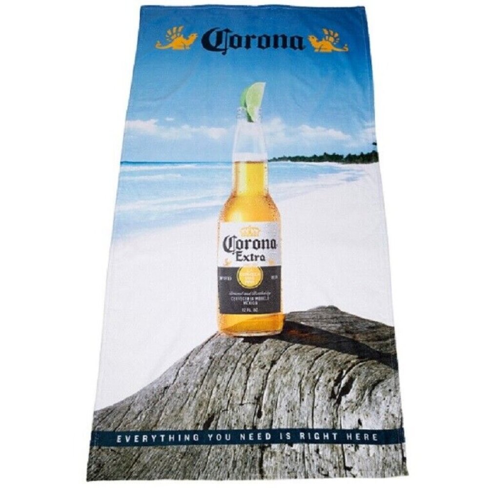 New Beach Shore Corona Extra Bottle Label Beer Bath Pool Gift Towel Right Here